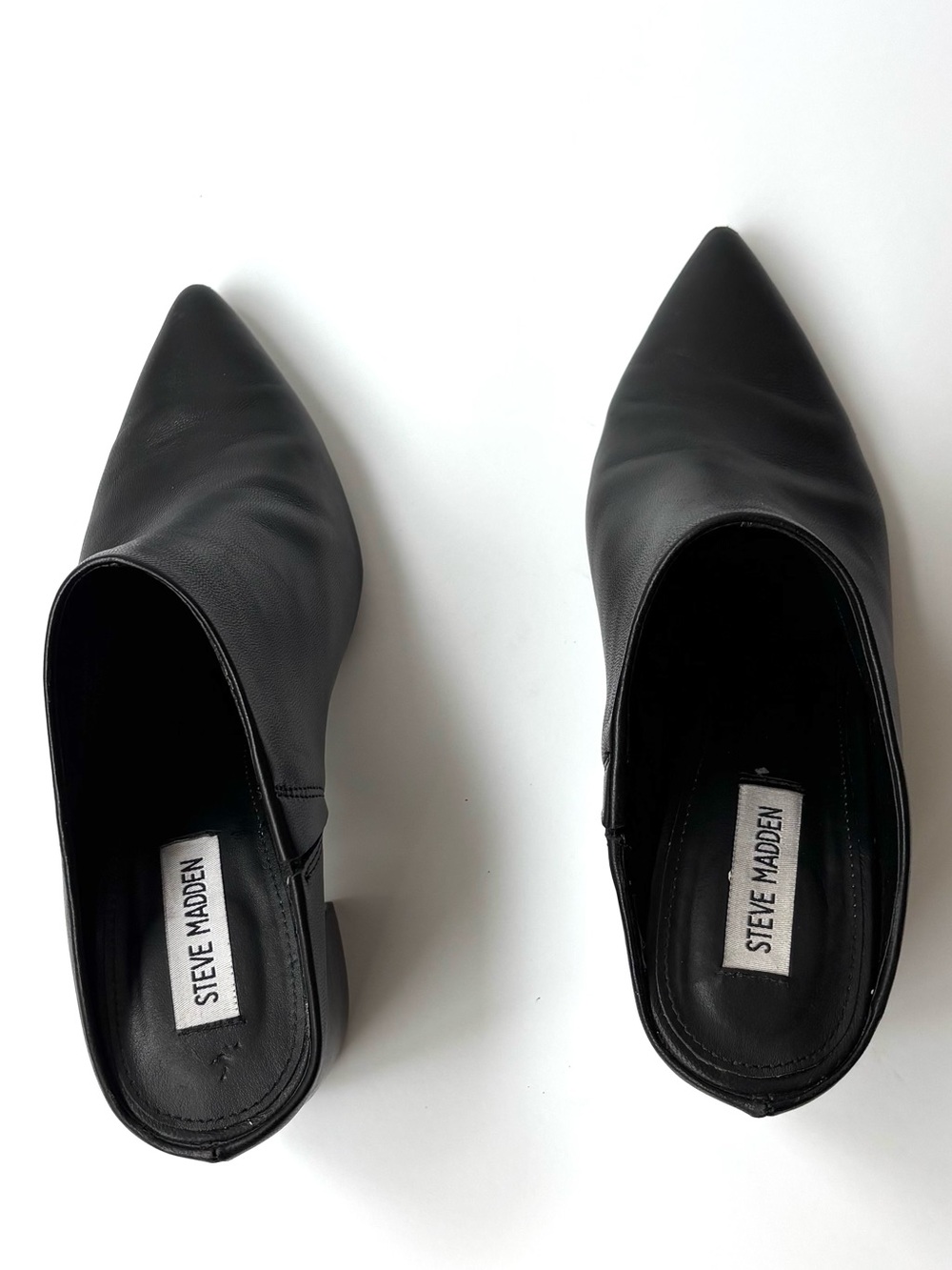 Steve Madden Black Pointed-Toe Leather Mule Heels size 8.5 - Picture 6 of 6
